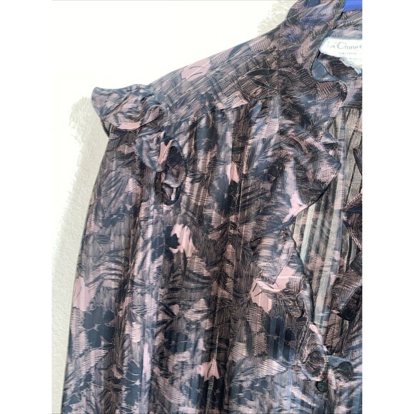 Vintage La Chine Sheer shirt Paisley Stripes Ruffle 14 mob Goth dark whimsical - Picture 4 of 12
